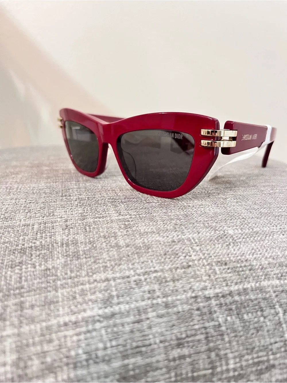 Dior Burgundy Cat-Eye Sunglasses with Gold Temples